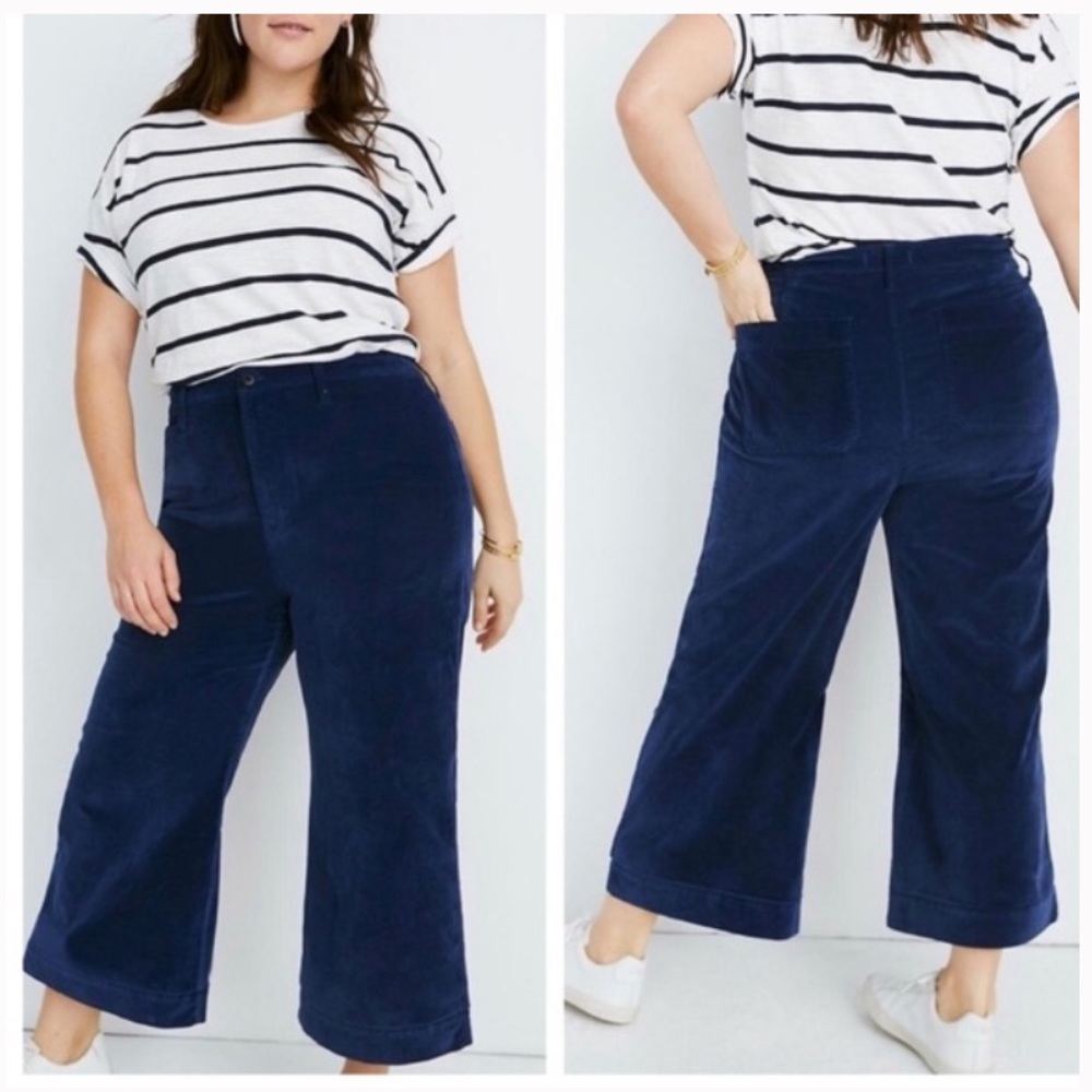 Madewell Emmett Wide-Leg Crop Pants in Velveteen